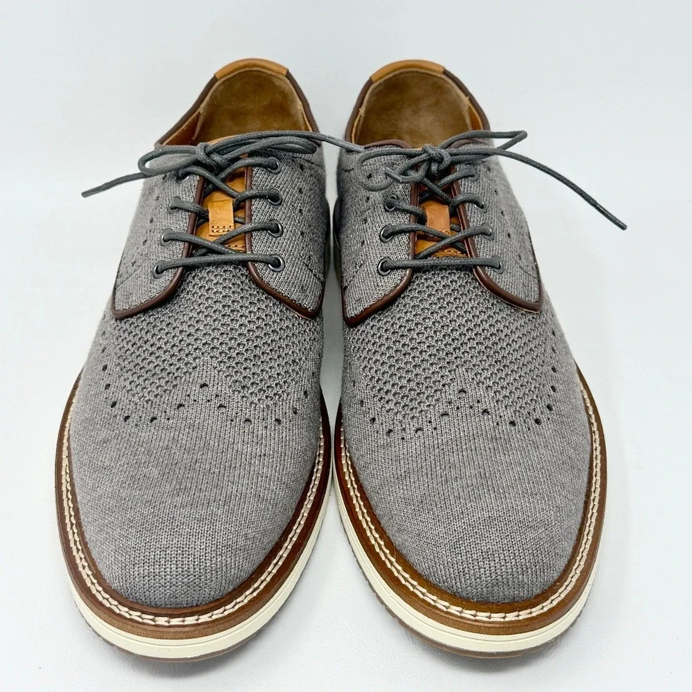Johnston & Murphy Mens Upton Knit Wingtip Gray‎ Dress Sneaker 20-5368 Size 10M